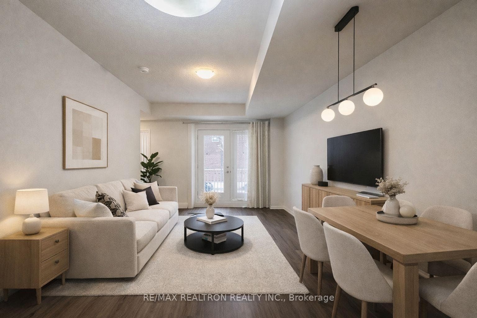 Virtual Staged Living + Dining Room