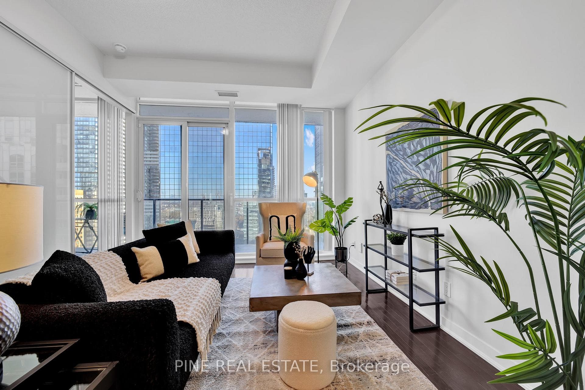 Living Room w/ Floor to Ceiling Windows