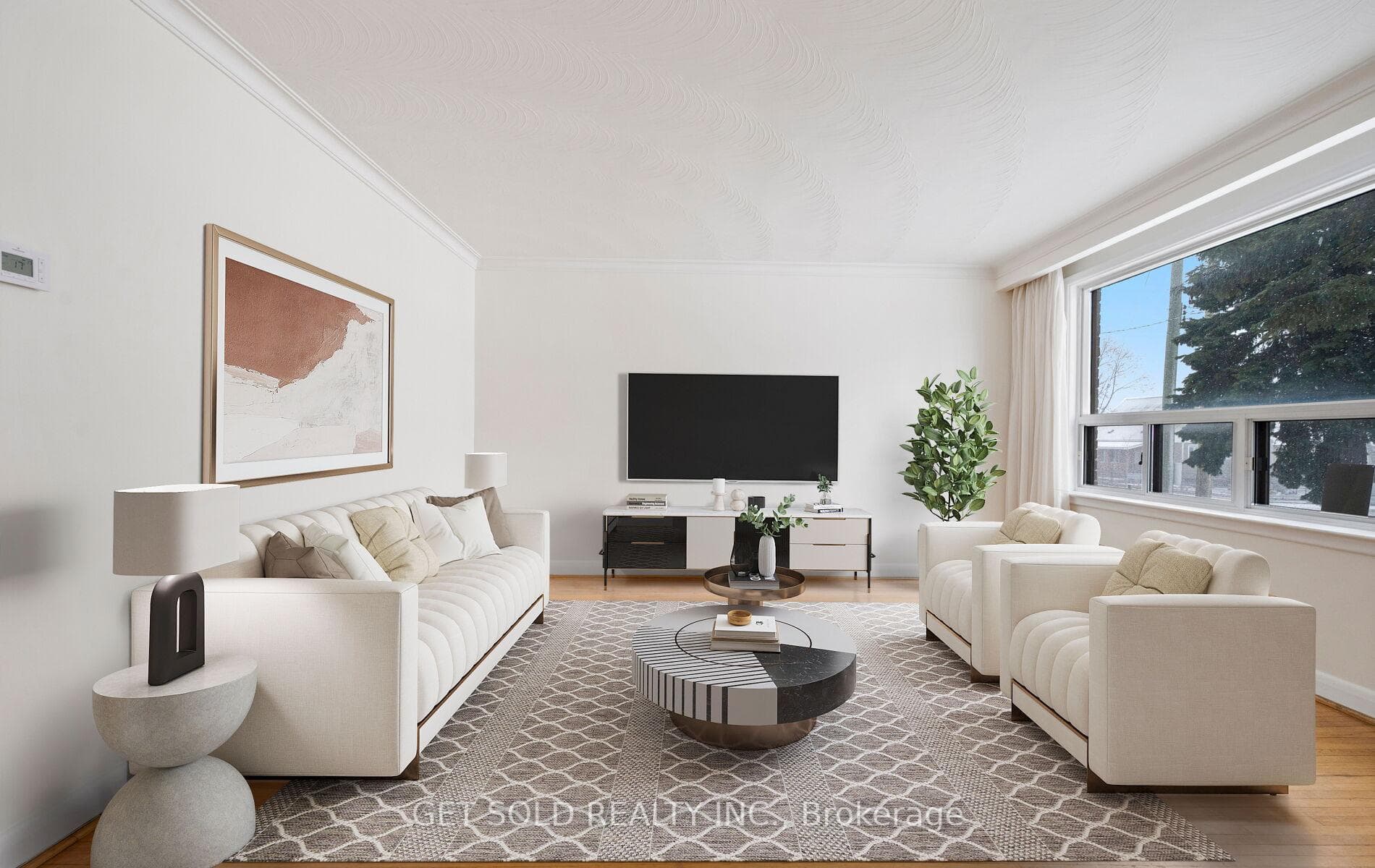 living room virtually staged