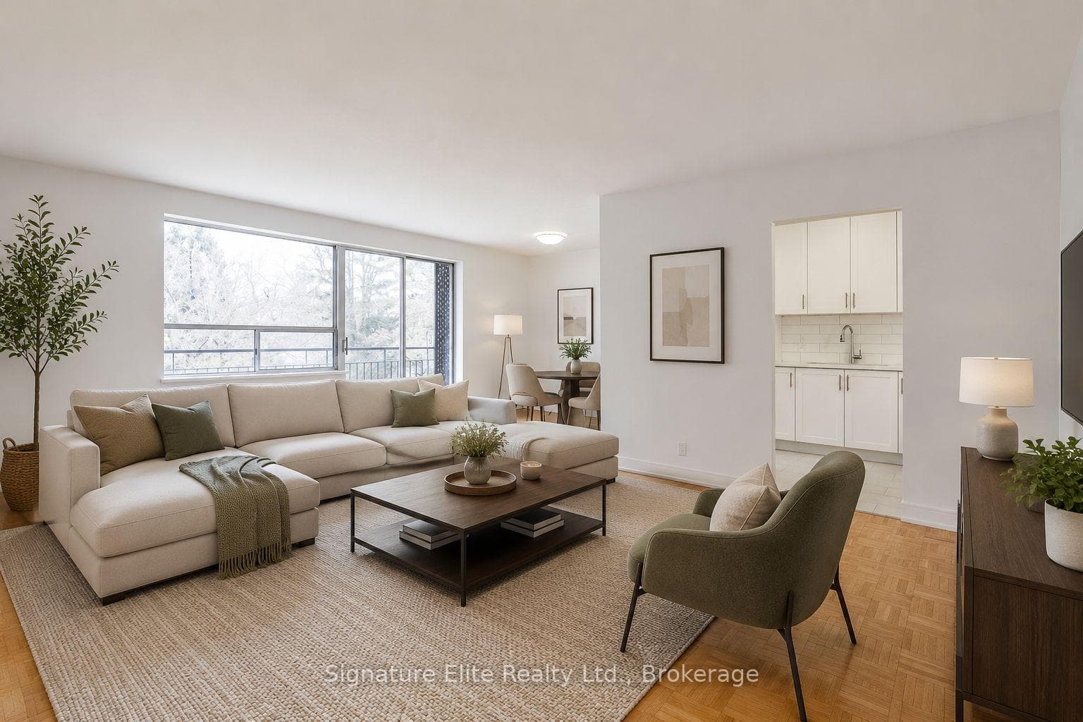 Virtually staged living room