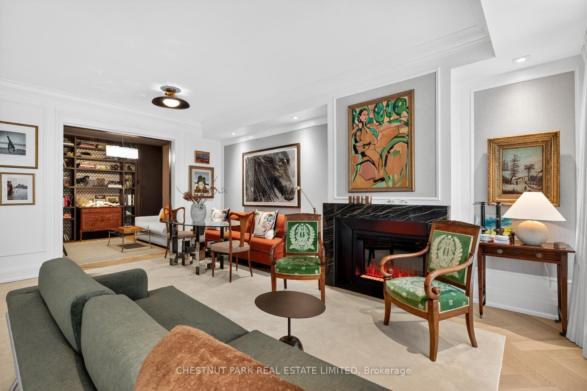 Living room with fireplace