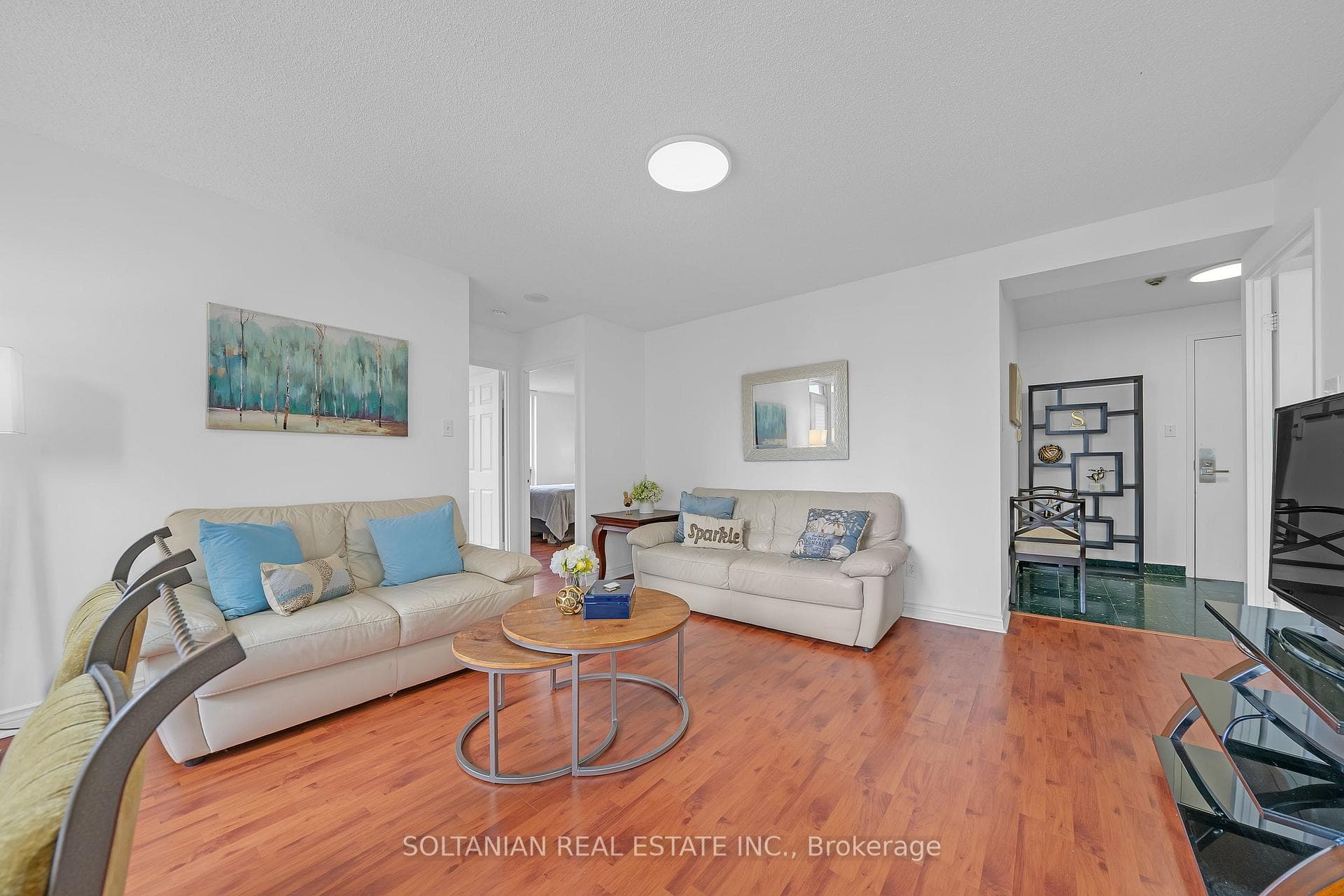 Open concept living and dining ar