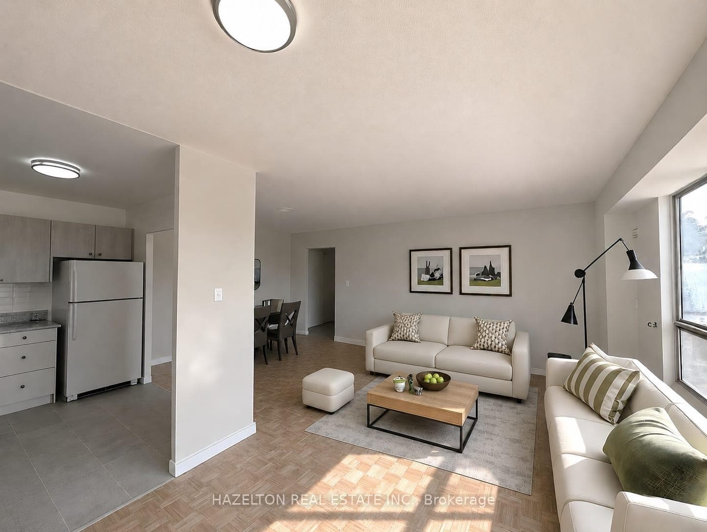 Virtually Staged Living & Dining Area