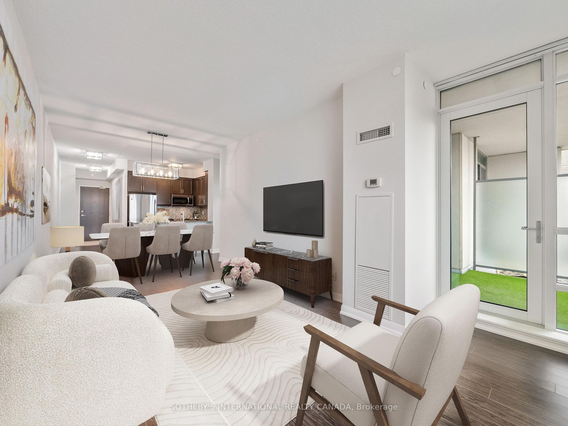 Virtually staged living / dining