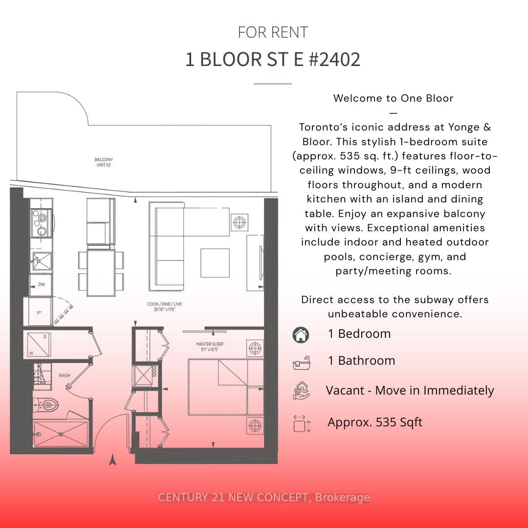 1 Bloor Street Unit 2402, Regent Park / Cabbagetown / St. James Town, ON M4W 1A8 - Photo 1