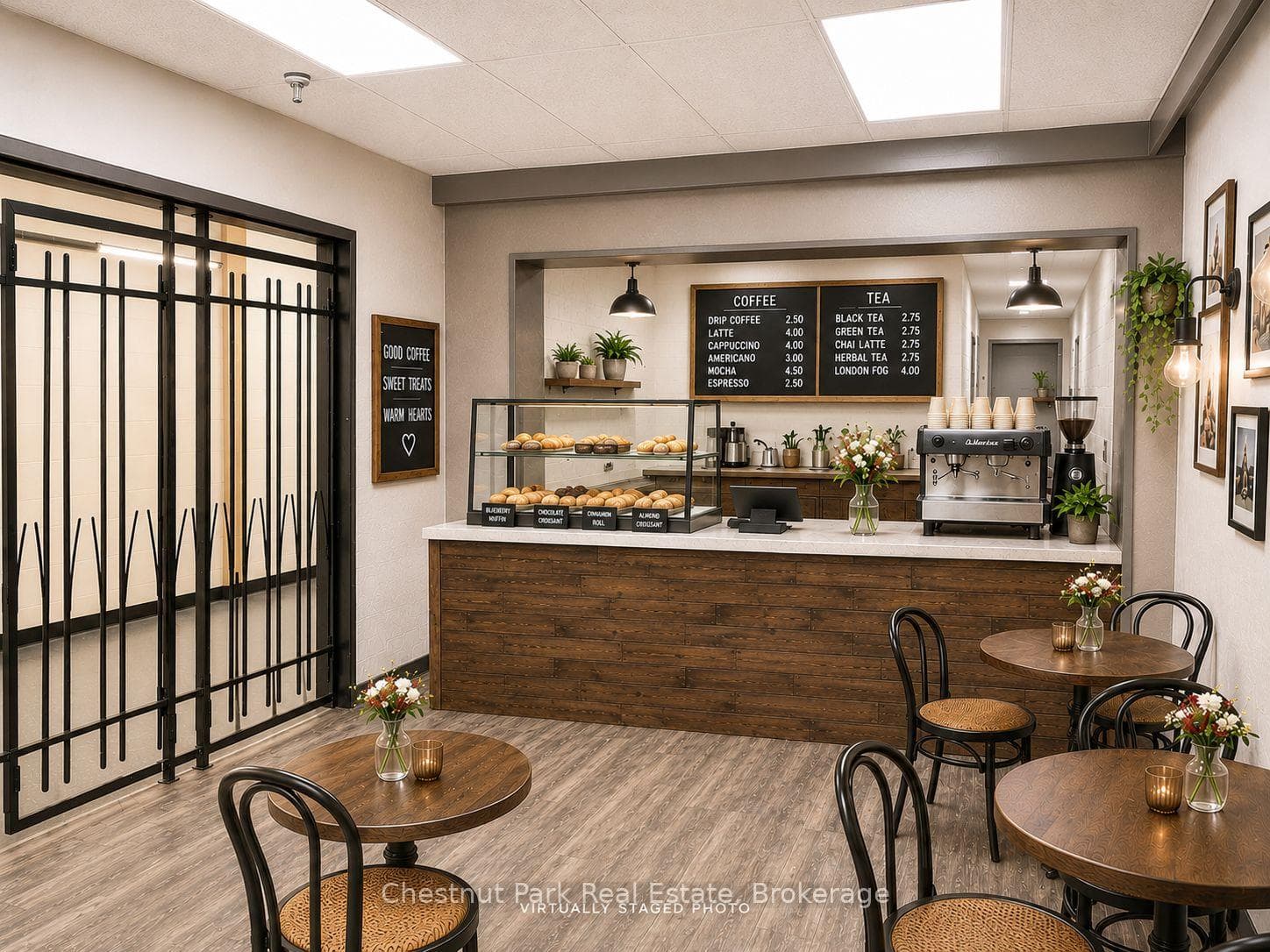 Virually staged as a cafe