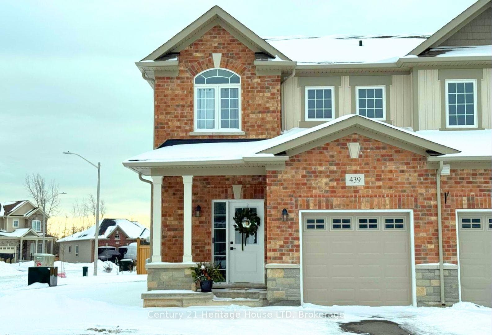 Front view of the property in winter