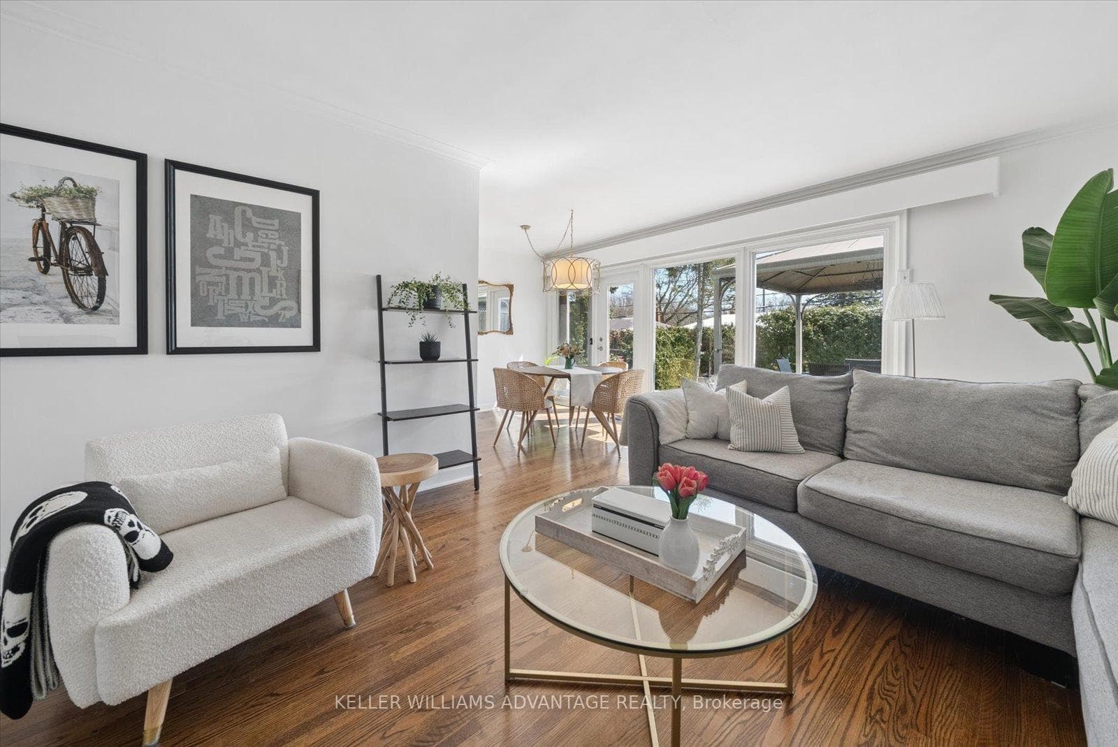 A wall of windows lets in natural light